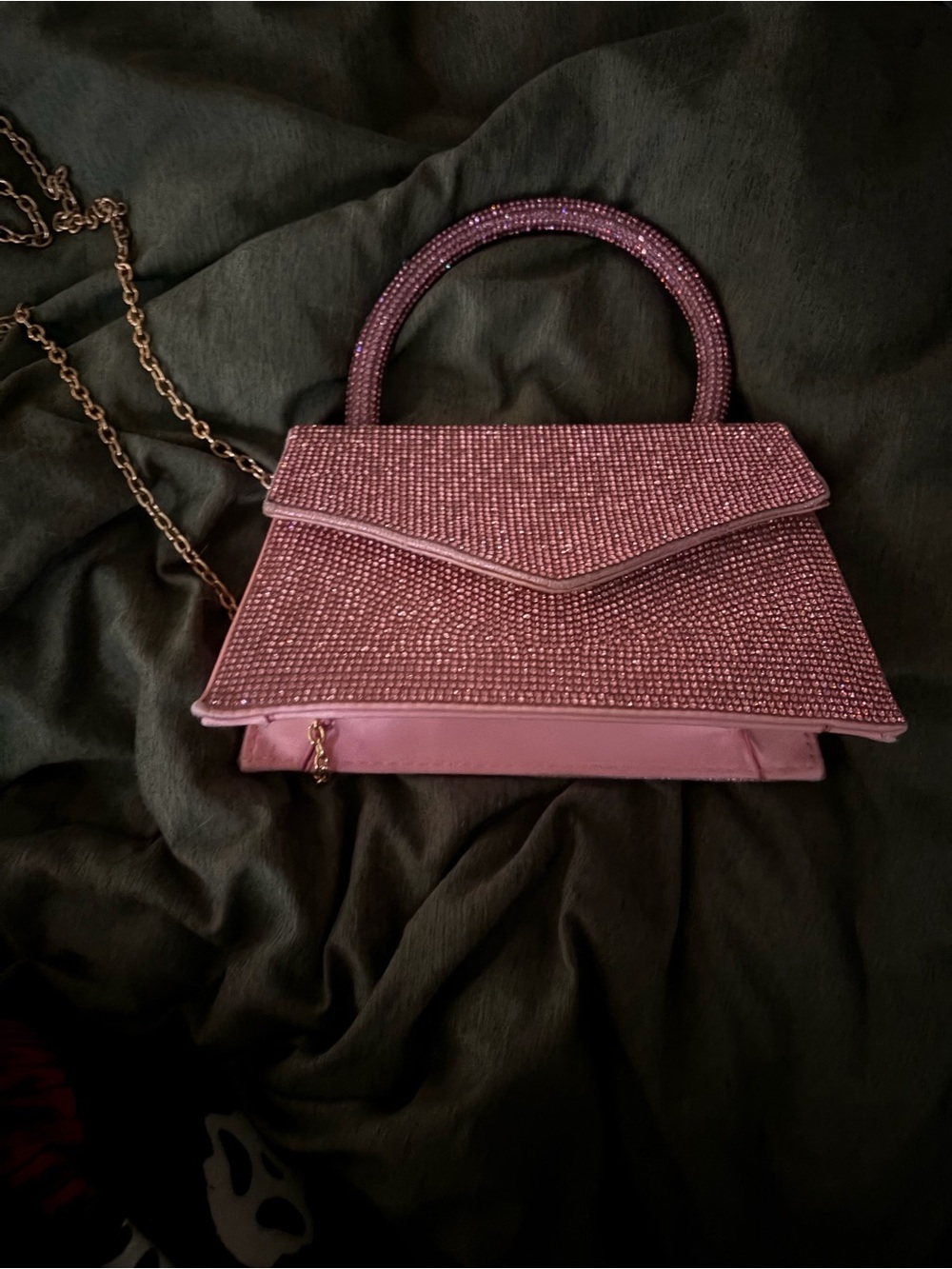 Steve Madden Pink Crystal Top-Handle Mini Bag